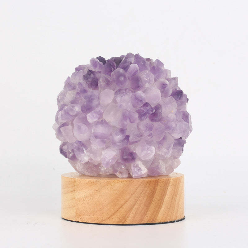 Natural Amethyst Raw Stone LED Lamp-xinru