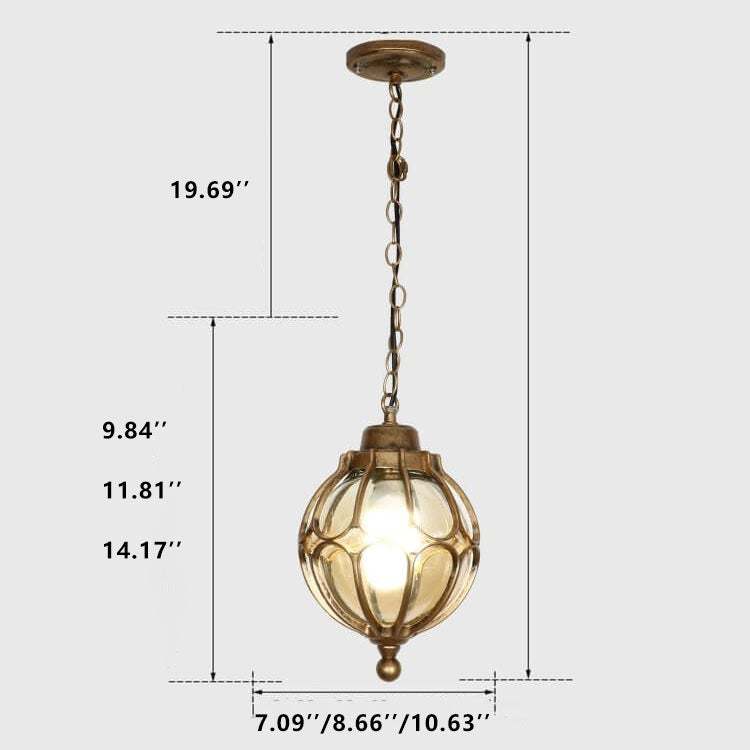 European Retro Spherical 1-Light Outdoor Waterproof Pendant Light-xinru