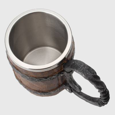Viking Wooden Barrel Stainless Steel Resin Mug-xinru