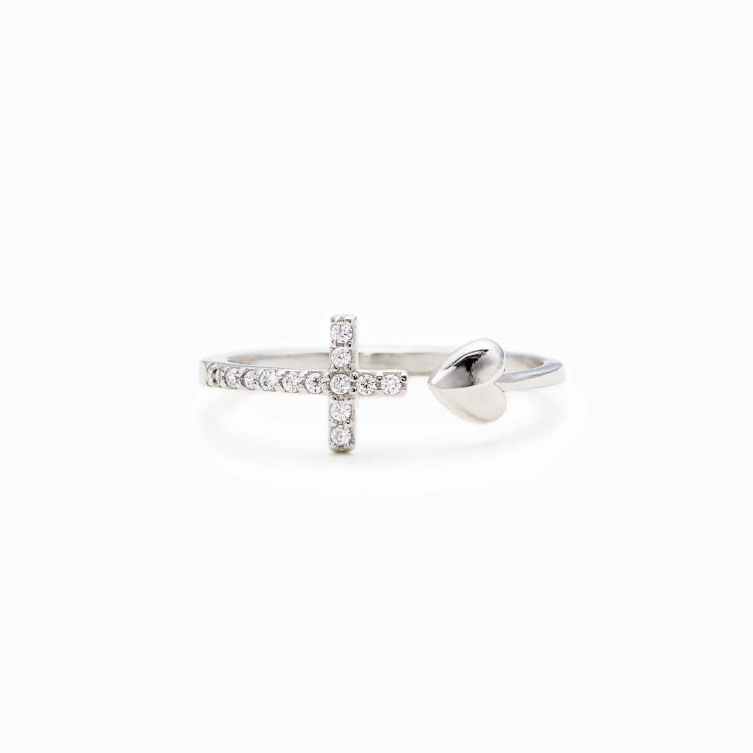 Sterling Silver Adjustable Cross Christian Religion Ladies Men Rings-xinru