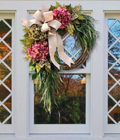 Farmhouse Pink Hydrangea Wreath Rustic Home Decor-xinru