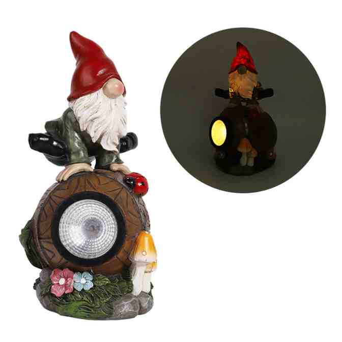 LED Landscape Light Drunk Gnome Splitting On A Wine Barrel-xinru