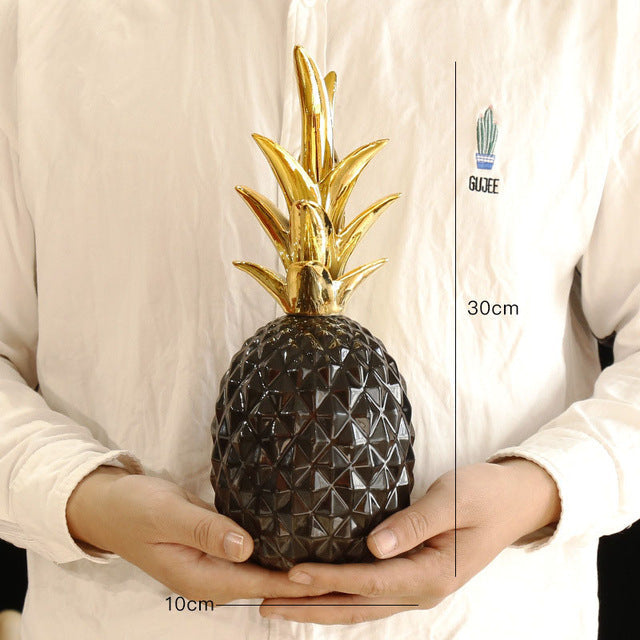 Nordic Light Luxury Ceramic Pineapple Golden Creative Home Accessories-xinru