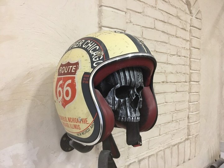 Motorcycle Helmet Skull With Beard Helmet Rack Gift For Bikers-xinru