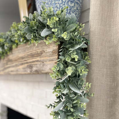 Grey Green Faux Eucalyptus Leaves Greenery Garland Party Wedding Decoration-xinru