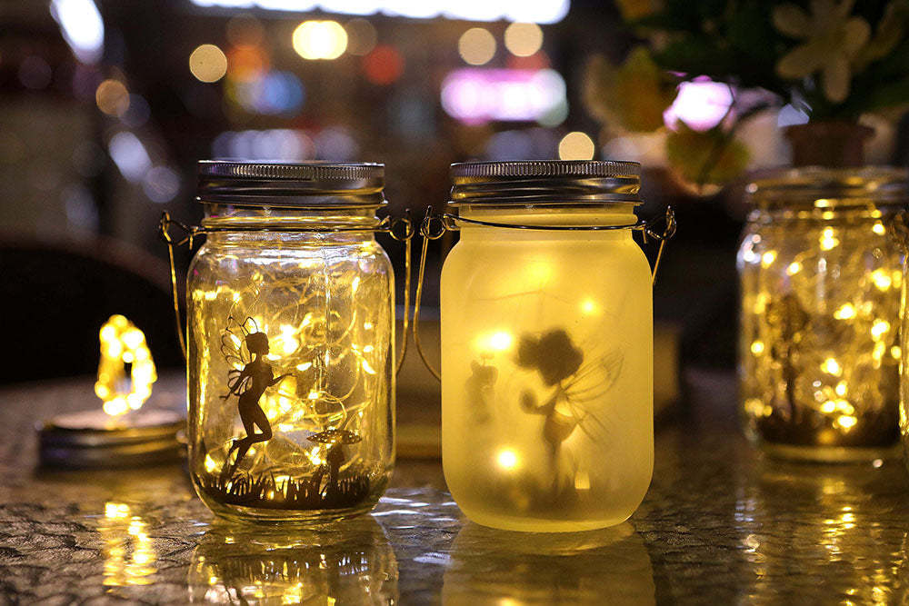 Solar Light Outdoor Fairy Lantern Hanging Glass Mason Jar Light Led Lamp-xinru