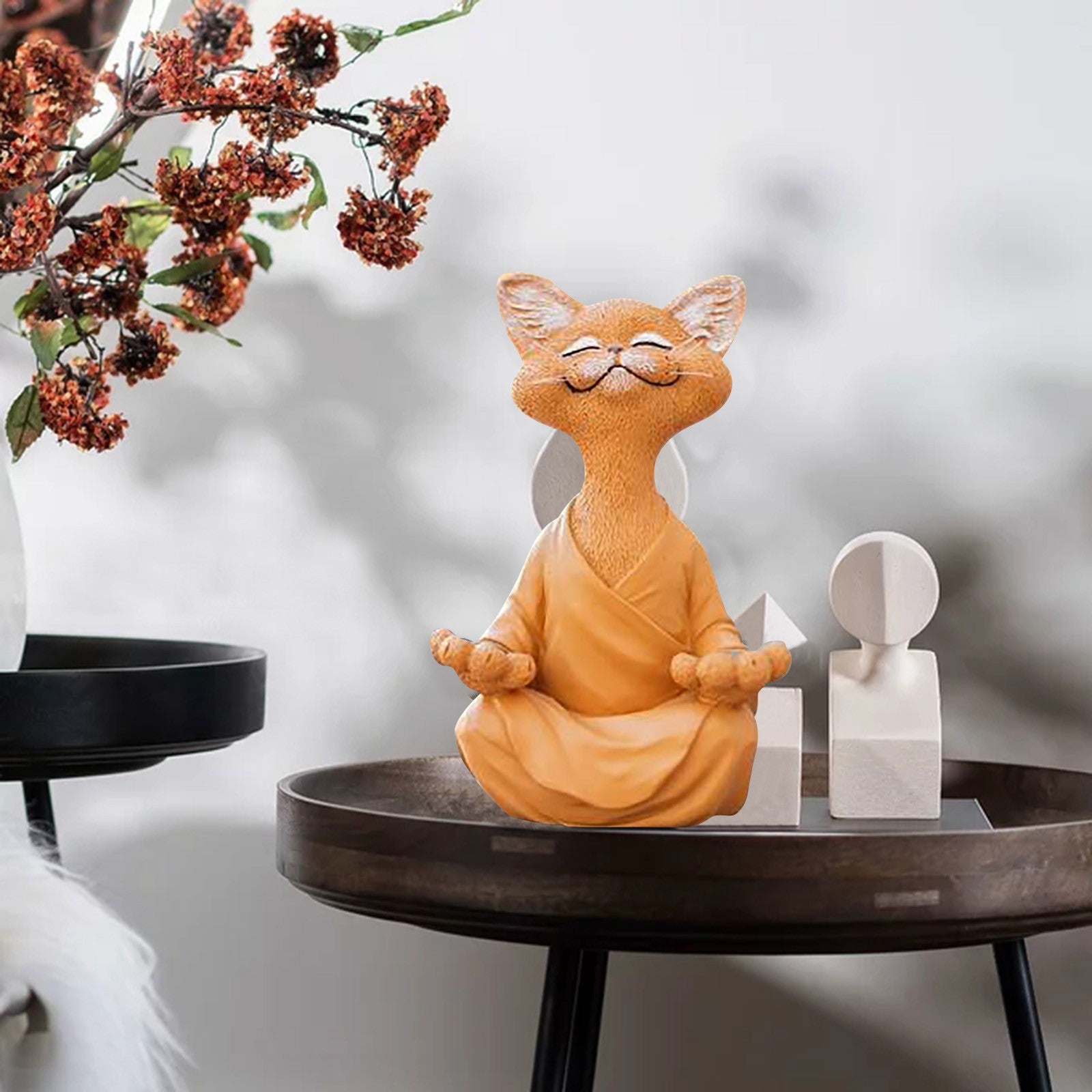 Whimsical Buddha Cat Figurine Meditation Yoga Collectible-xinru