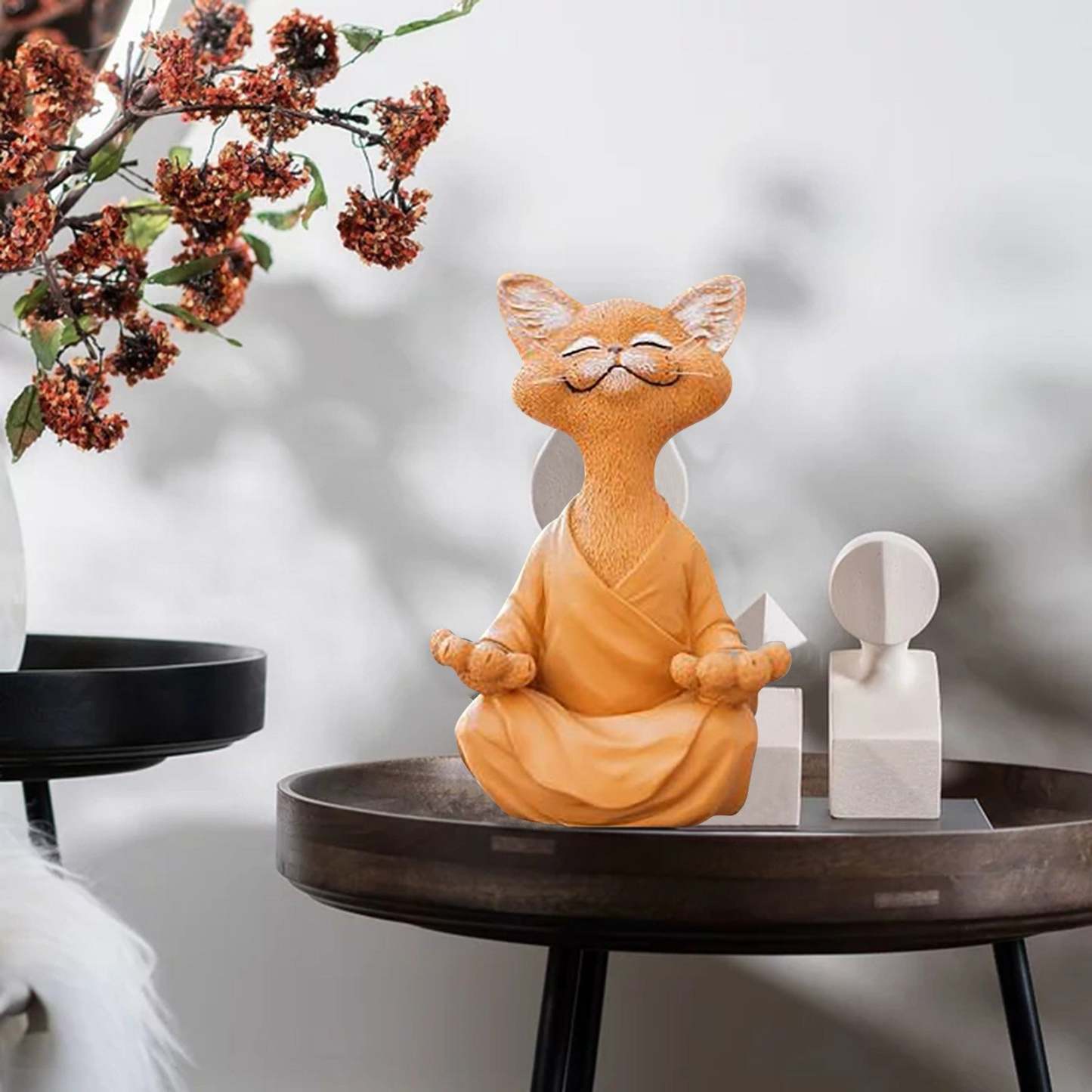 Whimsical Buddha Cat Figurine Meditation Yoga Collectible-xinru
