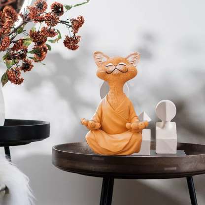 Whimsical Buddha Cat Figurine Meditation Yoga Collectible-xinru