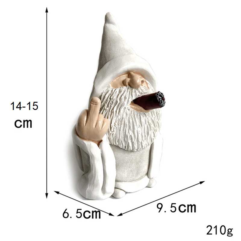 Funny Smoking Dwarf Garden Sculpture Ornaments Scornful Wizard Gnome Statue-xinru