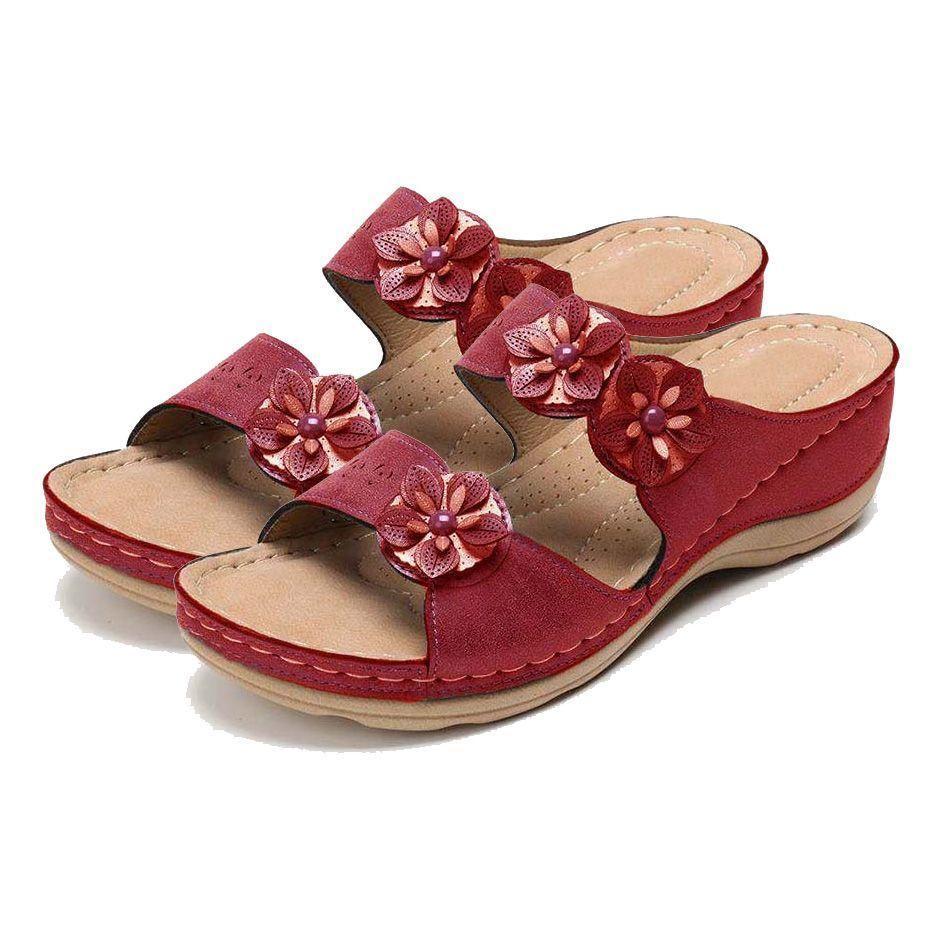 Premium Handicraft Open Toe Charming Fancy Flower Women Sandals-xinru