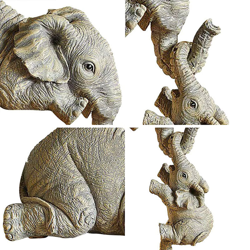 3Pcs Resin Elephant Sitter Figurines Wealth Figurine Hanging Off The Edge of Shelf Table Home Decoration-xinru shop