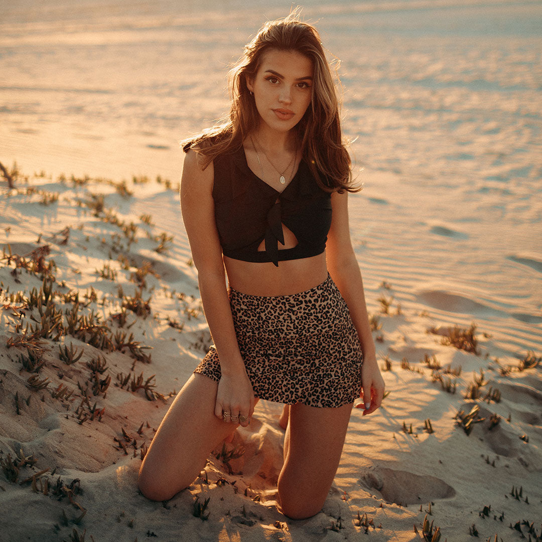 Women Leopard Two Piece Vintage Swimsuit V Neck-xinru shop