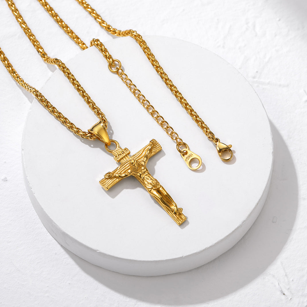 Crucifix Cross Necklace Catholic Pendant For Men-xinru