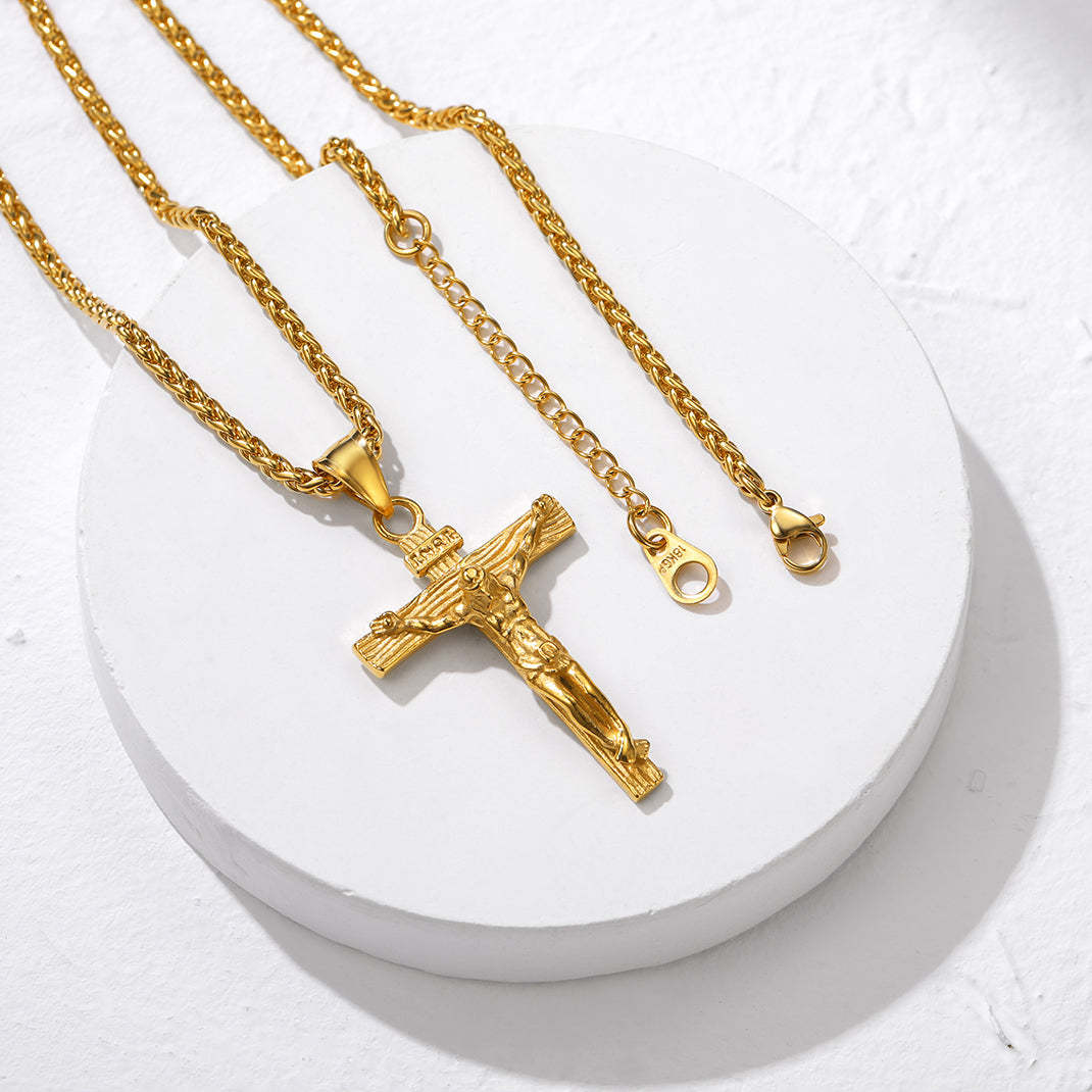 Crucifix Cross Necklace Catholic Pendant For Men-xinru