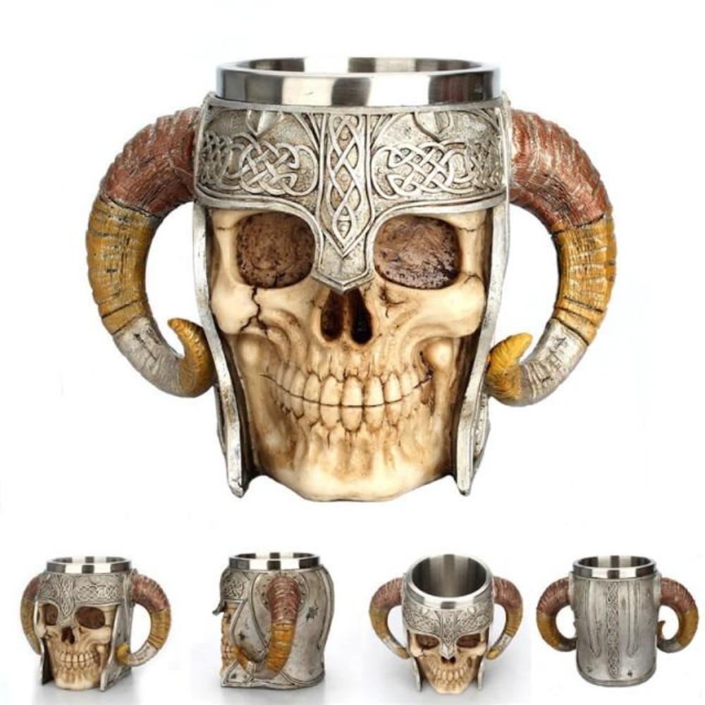 Viking Warrior Horned Skull Tankard-xinru