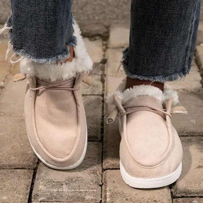 Plush Lined Corduroy Snow Boots-xinru shop