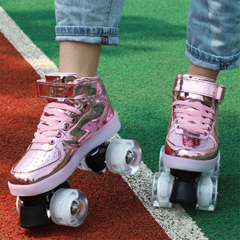 USB Charged LED Shinny Roller Skates-xinru shop