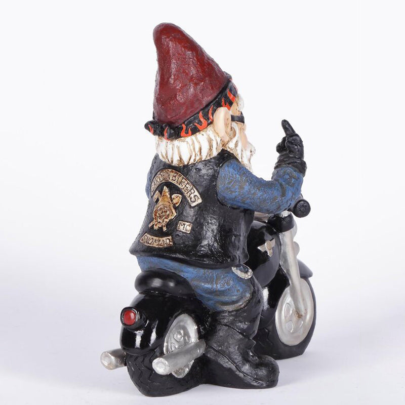 Gnome Dwarf Riding Motorcycle Garden Lawn Statue Ornament-xinru