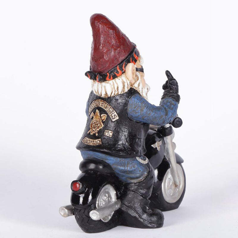 Gnome Dwarf Riding Motorcycle Garden Lawn Statue Ornament-xinru