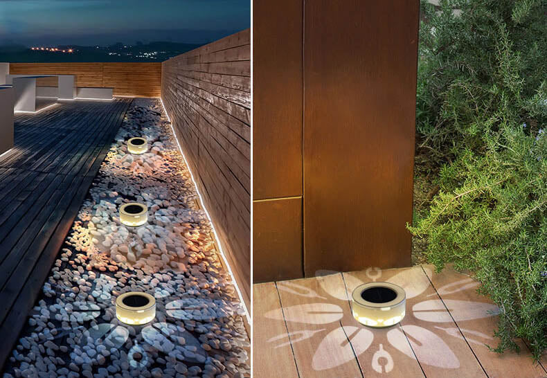 Solar Flower Pattern LED Outdoor Wall Patio Lawn Decorative Light-xinru