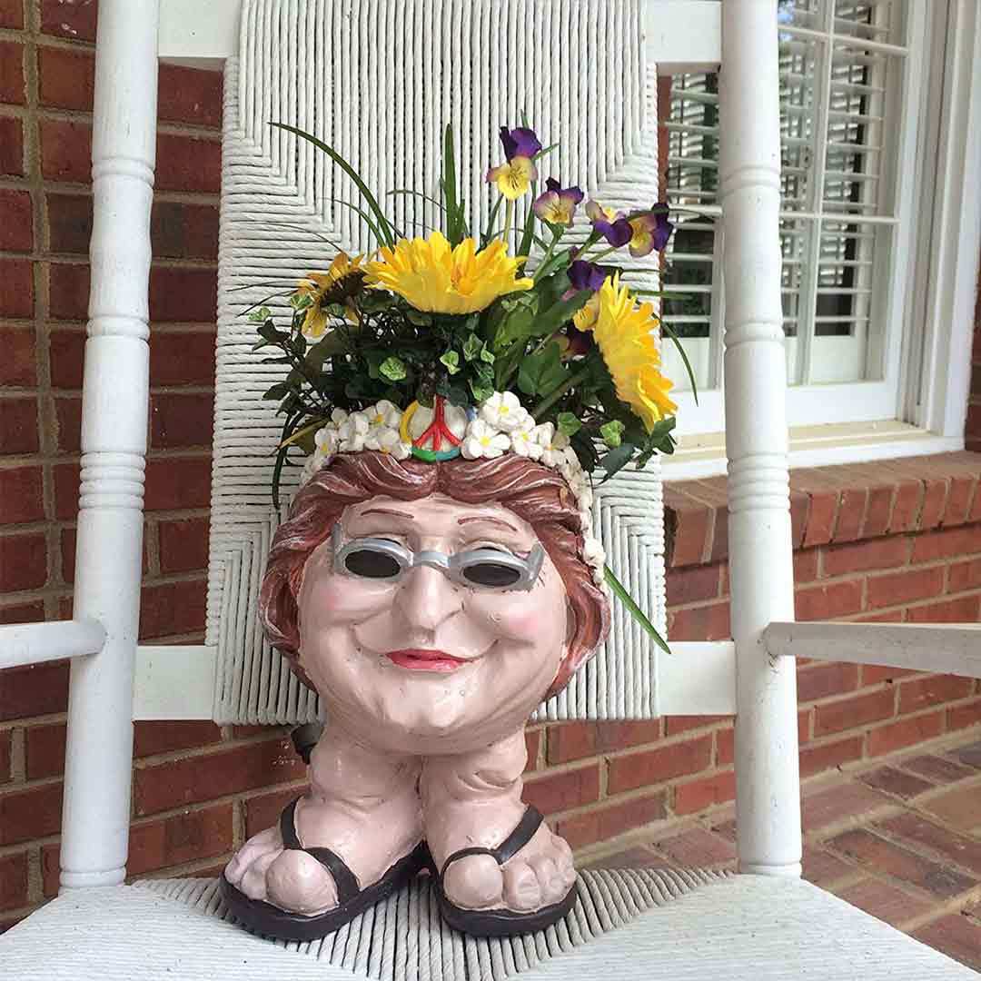 Muggly Hippie "Jerry" and Flower Child "Janice" Painted Face Humorous Planter-xinru