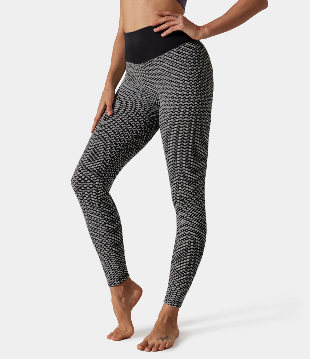 High Waisted Butt Lifting Honeycomb Leggings-xinru shop