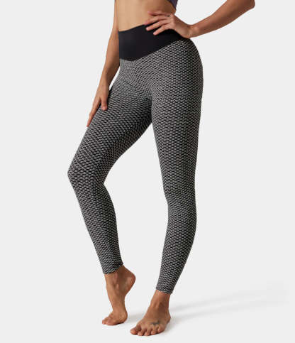 High Waisted Butt Lifting Honeycomb Leggings-xinru shop