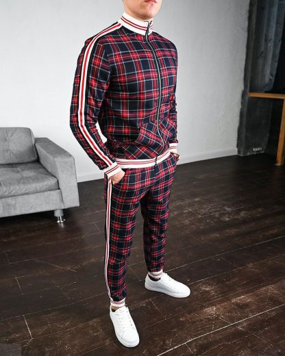Stylish Guardsmen Matching Plaid Set Track Suits-xinru