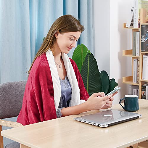 Flannel Heated Blanket Machine Washable (Red & White)-xinru shop