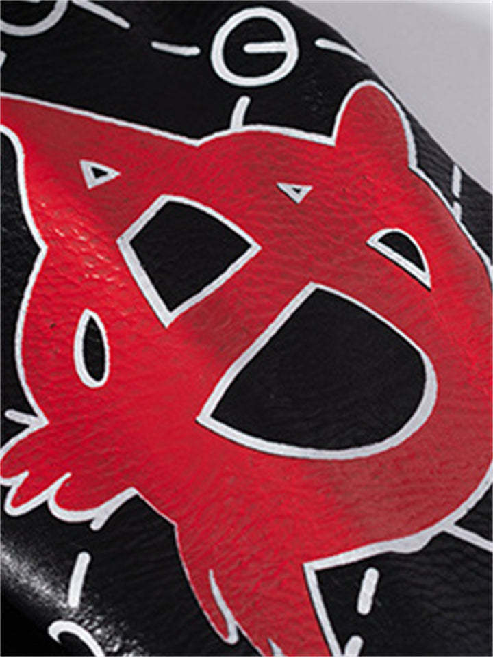 Cool Wanna Be Me Graffiti Cropped Leather Locomotive Jacket-xinru