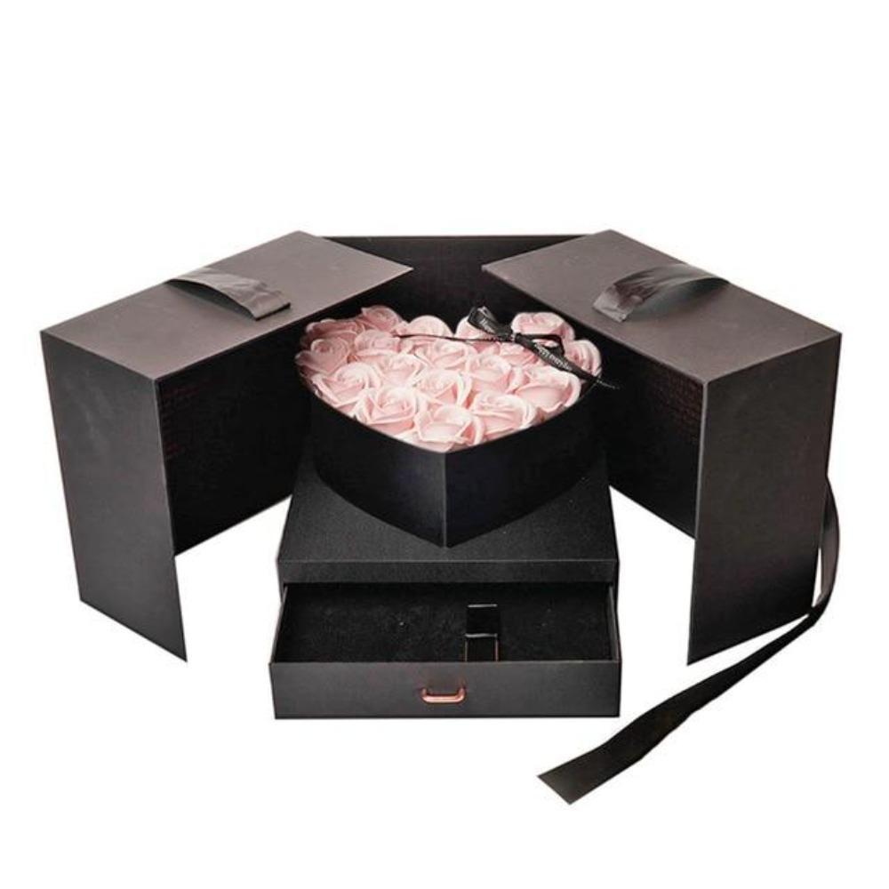 Deluxe Heart Rose Bouquet Immortal Enchanted Soap Flower With Gift Box-xinru