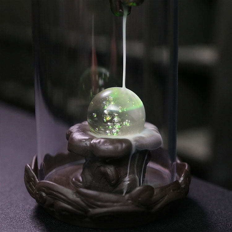 LED Light Dragon Waterfall Incense Burner With Windproof-xinru