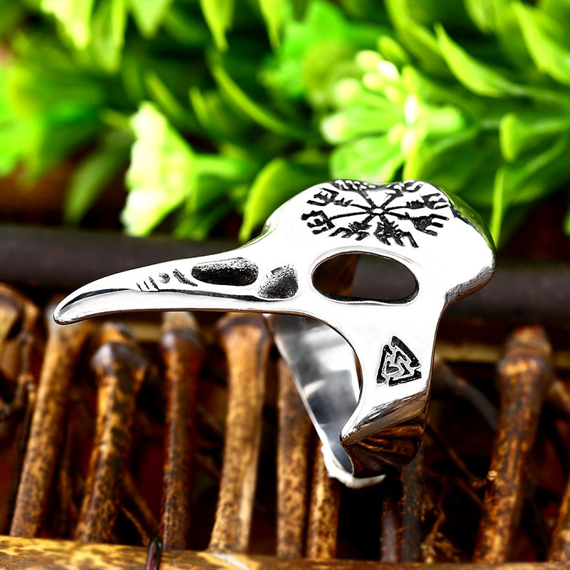 Runic Raven Skull Pendant Necklace Nordic Vikings Celtic Knot Jewelry-xinru