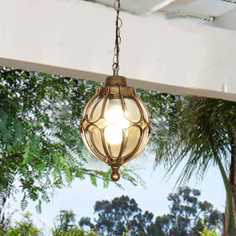 European Retro Spherical 1-Light Outdoor Waterproof Pendant Light-xinru