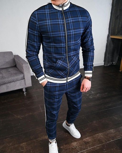 Stylish Guardsmen Matching Plaid Set Track Suits-xinru