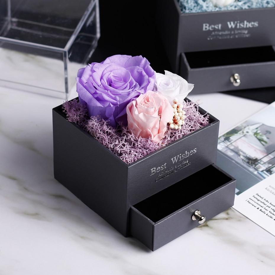 Immortal Preserved Rose Teddy Bear Box Display-xinru