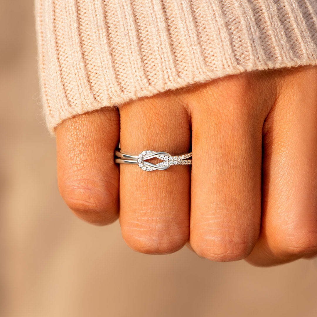 Delicate Sterling Silver Love Knot Ring Mother's Day Gift-xinru