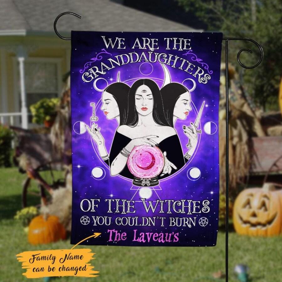 Personalized - Custom Name Three Witches We Are Granddaughters Of The Witches Purple Halloween Gifts Garden House Flag-xinru shop