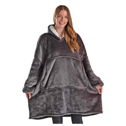 Oversized Microfiber And Sherpa Wearable Blanket Hoodie-xinru