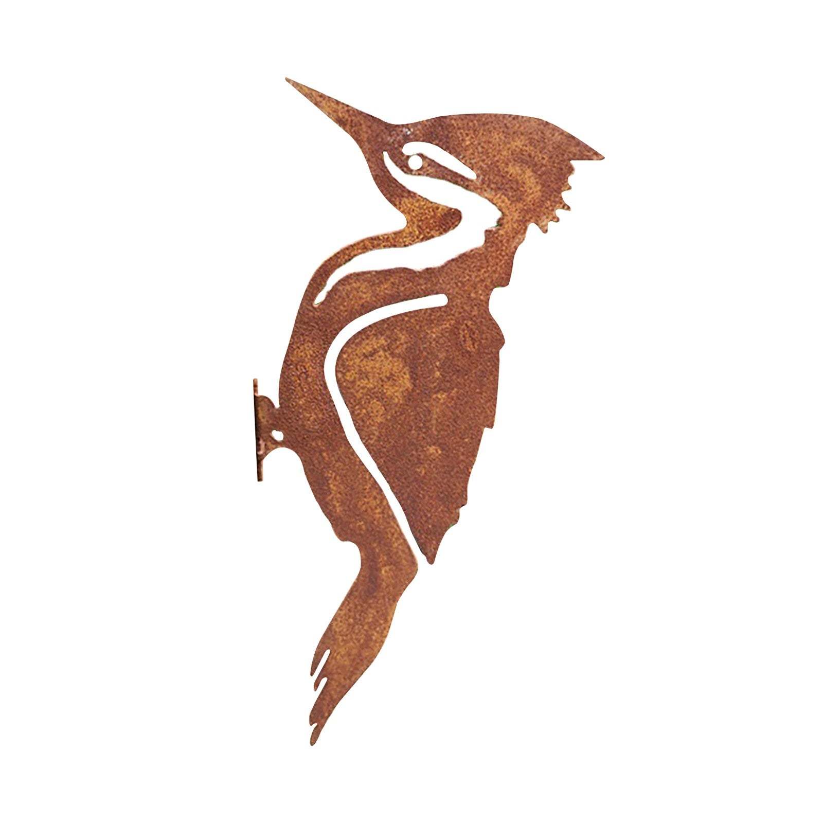 Rusty Metal Woodpecker Silhouette Garden Fence Decoration-xinru