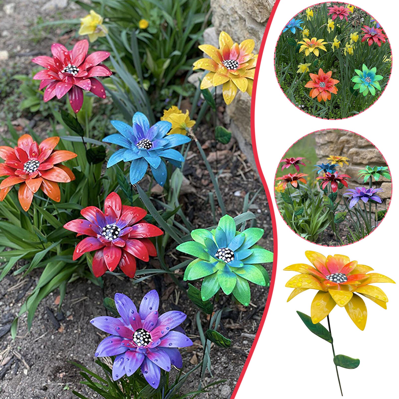 Waterproof  Metal Color Flowers Garden Stakes-xinru