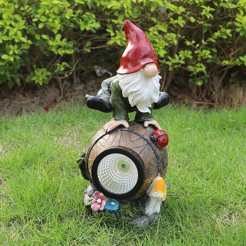 LED Landscape Light-Drunk Gnome Splitting On A Wine Barrel-xinru