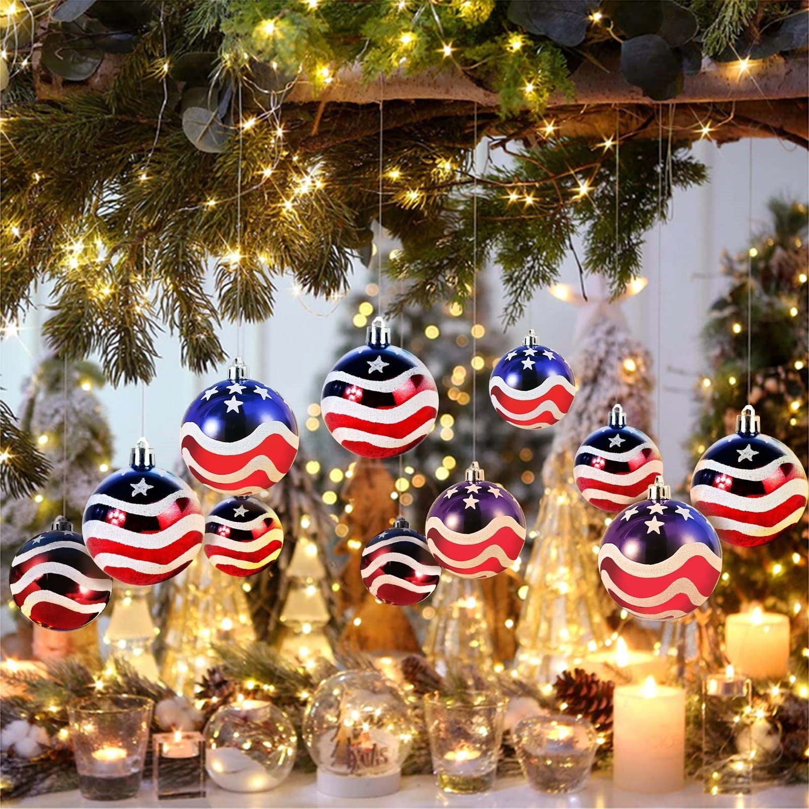 AMS 4th of July Independence Day Large Balls Ornaments Patriotic Bauble American Flag for Memorial Day Decorations (2.75'')-xinru shop