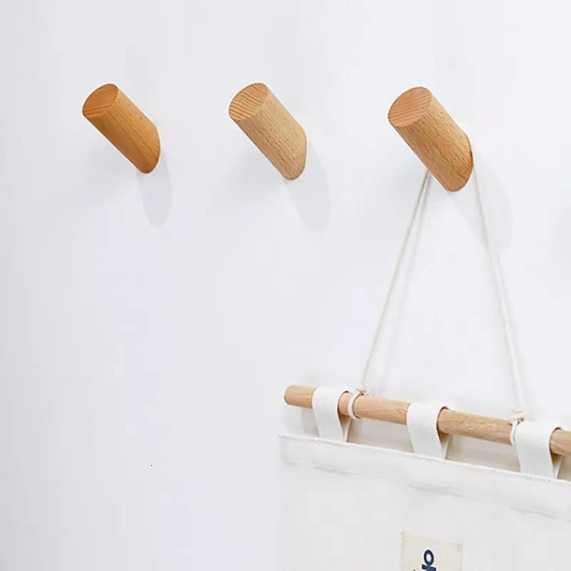 Natural Wood Clothes Hanger Wall Mounted Coat Hook-xinru
