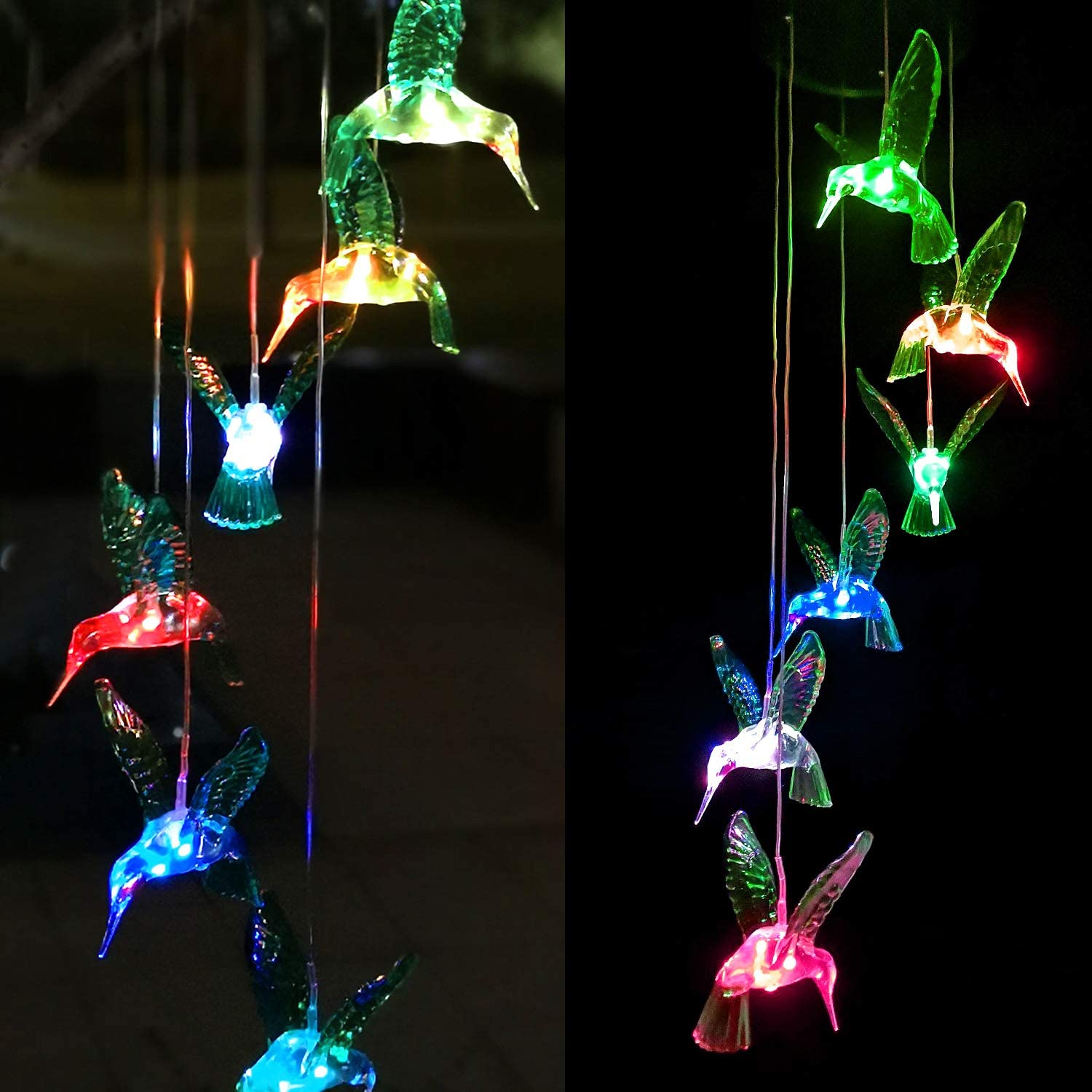 Solar LED Hummingbird Wind Chimes-xinru shop