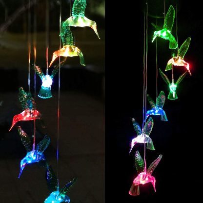 Solar LED Hummingbird Wind Chimes-xinru shop