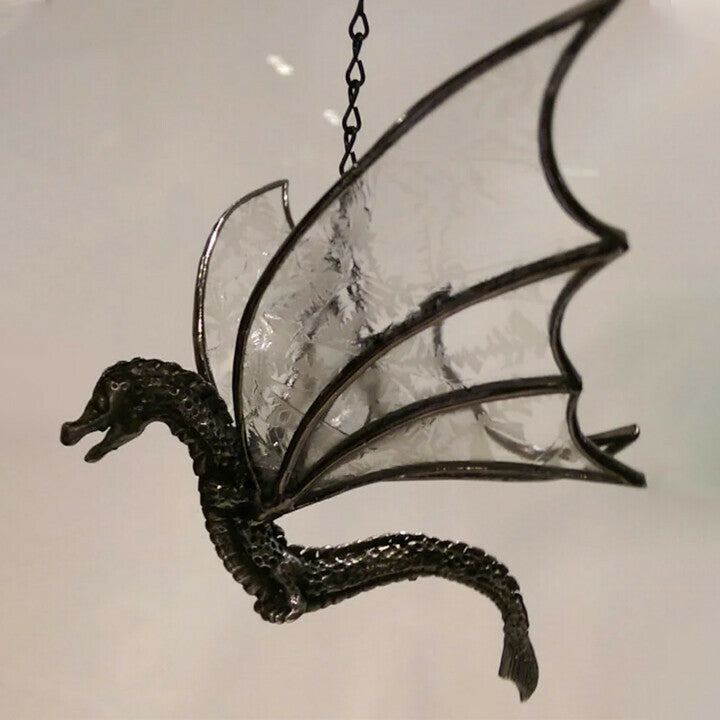 Dragon Hanging Stained Suncatcher Handmade Dinosaur Statue Window Hanging Decor-xinru