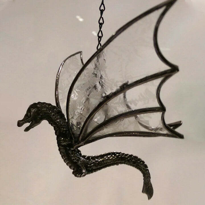 Dragon Hanging Stained Suncatcher Handmade Dinosaur Statue Window Hanging Decor-xinru