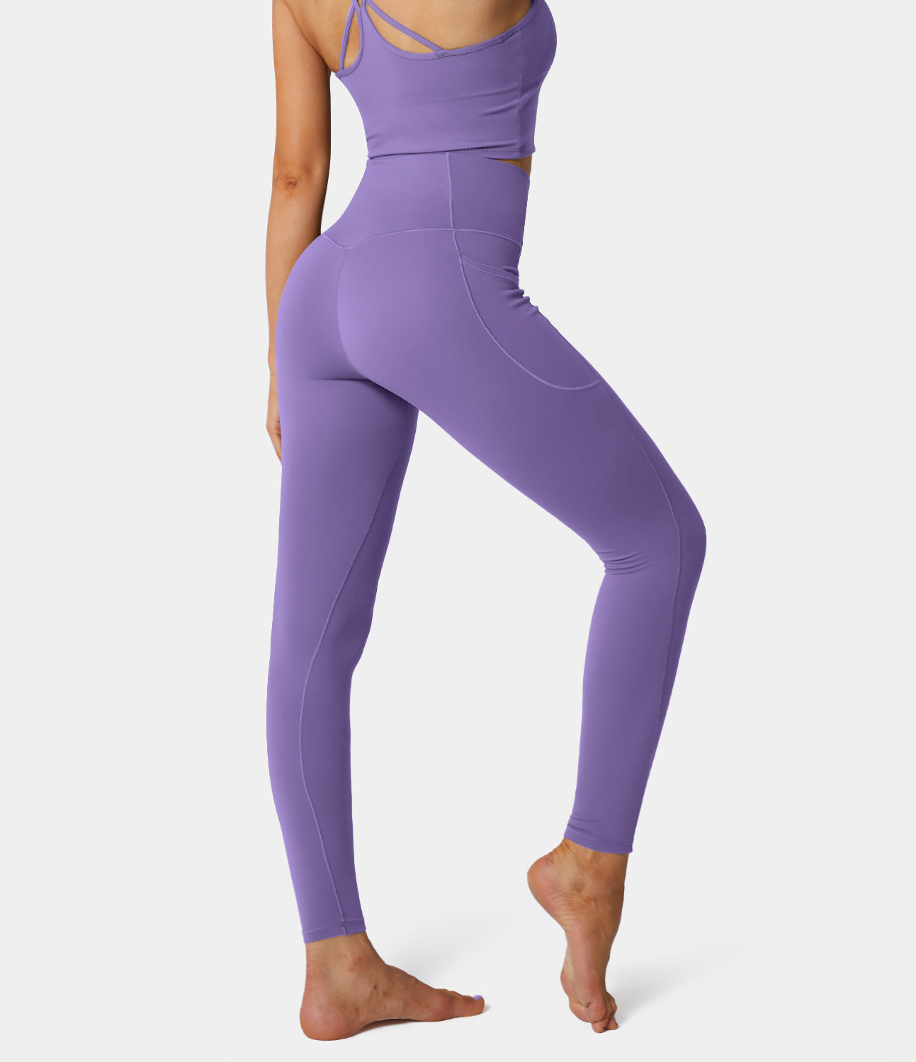 Cloudful® Crossover Pocket Plain 7/8 Leggings-xinru shop